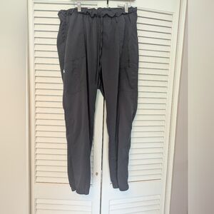 Scrub star drawstring cargo Jogger style womens pants XL grey gray